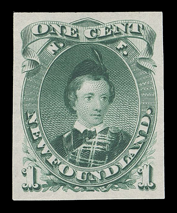 THE AFAB COLLECTION - NEWFOUNDLAND DECIMAL ISSUES  32A,Lot of nine items with a small die proof in black, slight edge ageing, eight plate proofs on india (one on card), india flaws on couple. A scarce and appealing group.