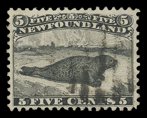 THE AFAB COLLECTION - NEWFOUNDLAND DECIMAL ISSUES  26 variety,A selected used example, very well centered for this notoriously difficult stamp, light grid cancellation clear from characteristic traits of Strong Re-entry (Position 34) with distinctive marks in "DLAND" of "NEWFOUNDLAND"; a nice stamp, VF+