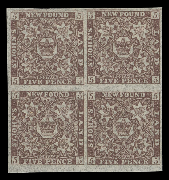 THE AFAB COLLECTION - NEWFOUNDLAND PENCE ISSUES  12A,A fresh mint block with enormous margins, the lower pair is NH, VF+ VLH; 2018 Greene Foundation cert.