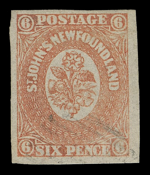 THE AFAB COLLECTION - NEWFOUNDLAND PENCE ISSUES  13,A large margined used single with bright colour and ideally cancelled by light unobtrusive grid cancel at foot. Superior to most examples we have seen, VF+; 2012 Greene Foundation cert.
