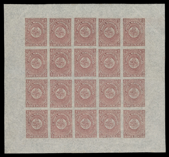 THE AFAB COLLECTION - NEWFOUNDLAND PENCE ISSUES  18,A fresh mint sheet of twenty stamps; light corner crease in top margin, a pristine VF NH sheet