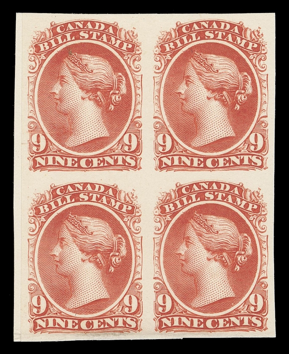 THE AFAB COLLECTION - CANADA  FB18-FB36,Set of 15 different values in issued colour plate proof blocks, slightly touching top frame on 1c & 50c blocks, otherwise all with large margins, VF