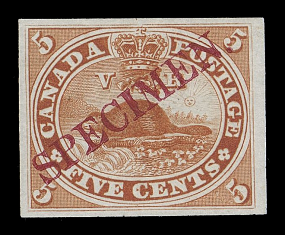 CANADA -  3 CENTS  15TCiii,Trial colour plate proof in brown red on india paper with diagonal SPECIMEN overprint in carmine, VF