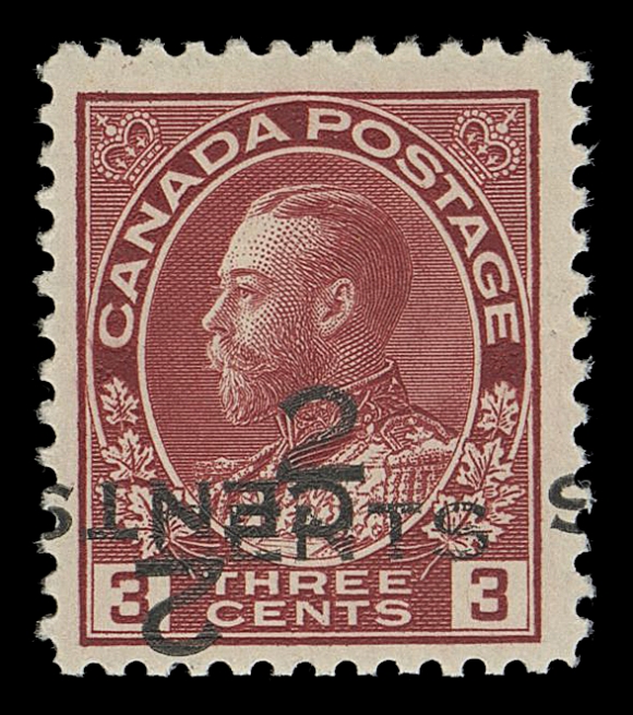 CANADA -  8 KING GEORGE V  140c,A fresh mint single with the double surcharge variety, one impression inverted, F-VF LH