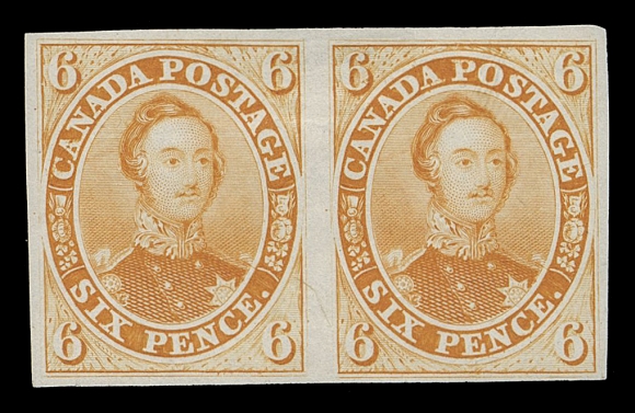 CANADA -  2 PENCE  2TCii,Trial colour plate proof pair  in orange yellow on india, VF