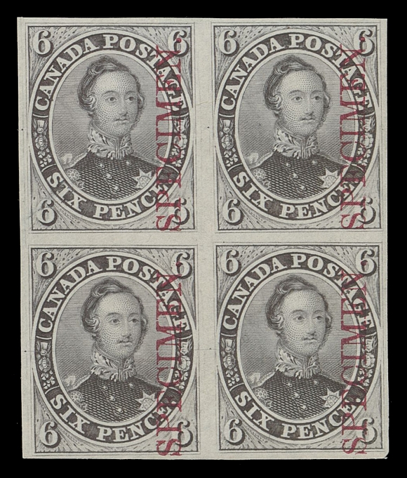 CANADA -  2 PENCE  2TCxii,Trial colour plate proof block printed in lilac on india paper, vertical SPECIMEN overprints in carmine, VF and attractive