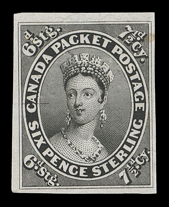 CANADA -  2 PENCE  9TC,Trial colour plate proof printed in black on india paper, fresh with beautiful sharp impression, VF and scarce