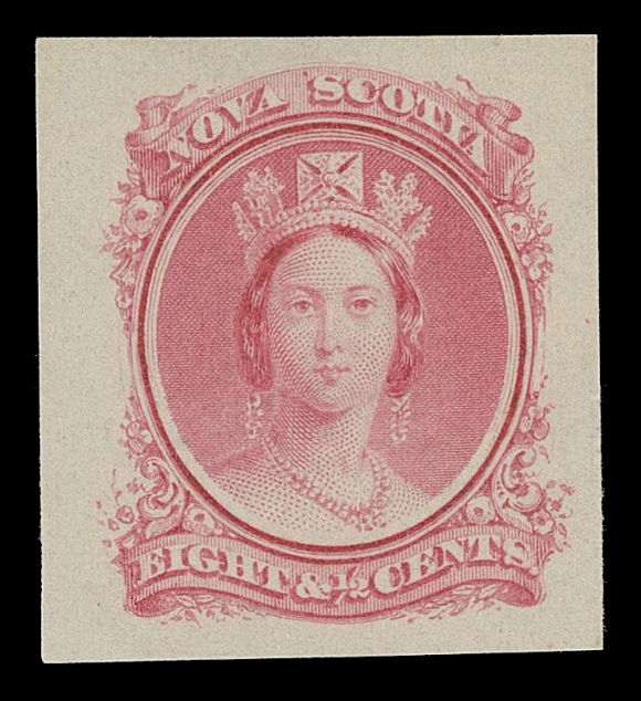 NOVA SCOTIA -  2 CENTS  11,American Bank Note Trade Sample proofs - a fabulous array of 19 different colours mostly darker shades on at least three different paper types, one of which is perforated and gummed by ABNC; five have tiny to small flaws, remaining fourteen proofs are sound. Overall in well-average condition for these notoriously fragile proofs. A great lot that has taken years to assemble, VF