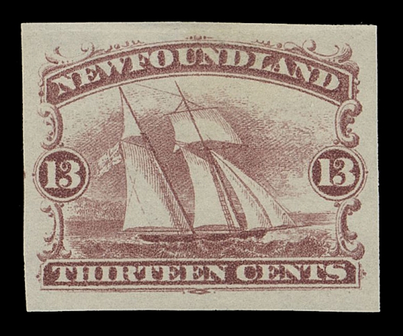 NEWFOUNDLAND -  2 CENTS  30,American Bank Note Company trade sample proofs, an attractive display of 8 different colours on three different paper types, four in distinctively darker shades; half with usual paper flaws and half completely sound, VF