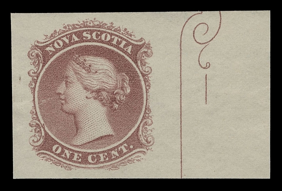 NOVA SCOTIA -  2 CENTS  American Bank Note Company trade sample proofs, a marvelous  display of 14 different colours on at least four paper types, two perforated (one is gummed) by ABNC. Three with minor thins, the  remaining proofs in mostly darker shades and sound. A great lot  with striking colours, VF
