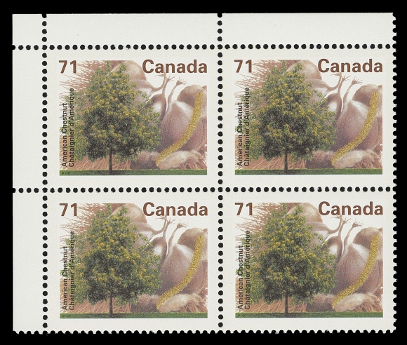 CANADA - 10 QUEEN ELIZABETH II  1370a,Matched set of blank (as issued) corner blocks of four in the elusive perforation change, all in pristine condition, VF NH