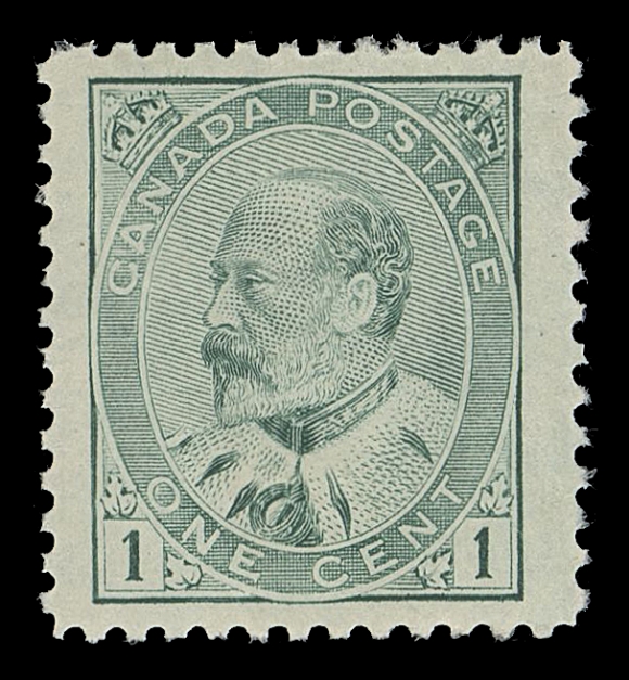 CANADA -  7 KING EDWARD VII  89variety,A striking mint example displaying an overall, uniformly worn impression resulting in a much underinked printing, the palest and most remarkable shade one is likely to encounter on this particular stamp, VF NH