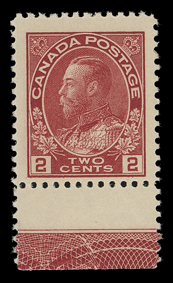CANADA -  8 KING GEORGE V  106iii,A remarkably fresh mint single of the very elusive Type C INVERTED lathework, superb full, strong impression, a key lathework of the Admiral series, F-VF NH