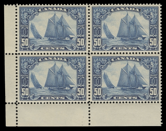 CANADA -  8 KING GEORGE V  158,A selected corner margin mint block of four with bright colour and full original gum; beautifully centered, VF NH