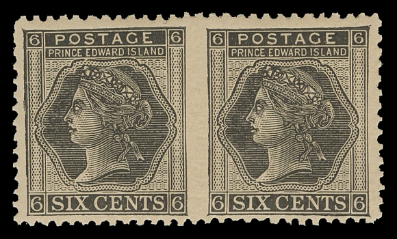PRINCE EDWARD ISLAND  15a,A well centered mint pair imperforate vertically between, characteristic brown original gum. A scarce pair in well-above average condition, F-VF NH