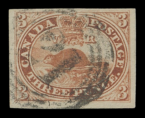 CANADA -  2 PENCE  4,An appealing used single with true rich on fresh paper, large  margined with central four-ring 