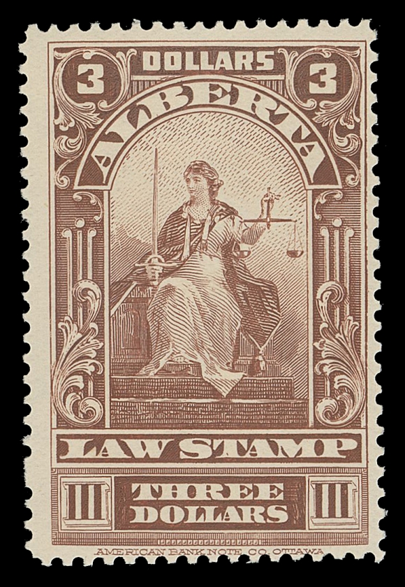 CANADA REVENUES (PROVINCIAL)  AL36,A fresh mint single; one of the key values of this set - only 100 stamps were printed, F-VF LH; 2022 Greene Foundation cert.