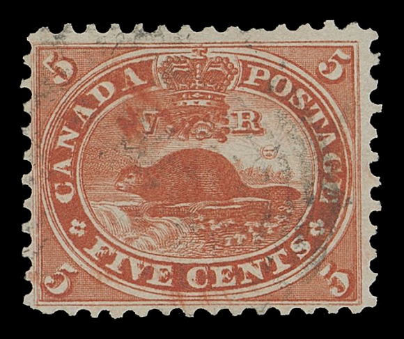 CANADA -  3 CENTS  15v,An exceptional used single showing the sought-after Major Re-entry (Position 28; State 10), well centered, remarkably fresh and in choice condition, light indistinct four-ring numeral cancel clear of major doubling throughout design; pencil signed by expert Peter Holcombe on reverse. A superior example of this significant plate variety, VF+; 1973 RPS of London cert.