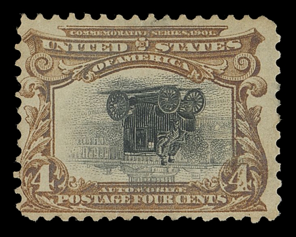 USA  296a,A mint example of this sought-after Inverted Centre error, large part disturbed original gum and minor imperfections including a light crease, tiny tear and few toned perfs, still a presentable example of this classic invert, Fine appearance; 2012 PF certificate (Scott cat. $80,000)