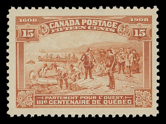CANADA  102,A selected fresh mint example, well centered with large margins, full pristine original gum; a nice stamp, VF NH