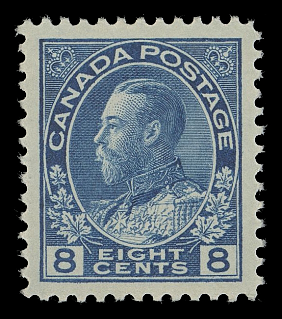 CANADA -  8 KING GEORGE V  115i,A superb mint example with precise centering and large margins, brilliant colour, full pristine original gum, XF NH GEM
