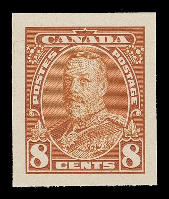CANADA -  8 KING GEORGE V  217-222,Set of six plate proof singles, each with large even margins on card mounted india paper, XF