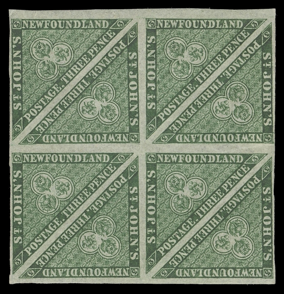 NEWFOUNDLAND -  1 PENCE  11A,A beautiful mint block of eight with deep rich colour, ample to large margins and full original gum, VF H