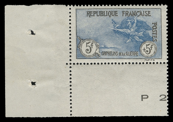 FRANCE  B10,A superb mint corner margin single, remarkably well centered for the issue, which is known for its poor centering, displaying post office fresh colour and full immaculate original gum, NEVER HINGED; R. Calves guarantee handstamp on back. An outstanding stamp in all respects, virtually impossible to improve upon, XF NH GEM (Yvert 155 € 5,500 + 25% premium for well centered)