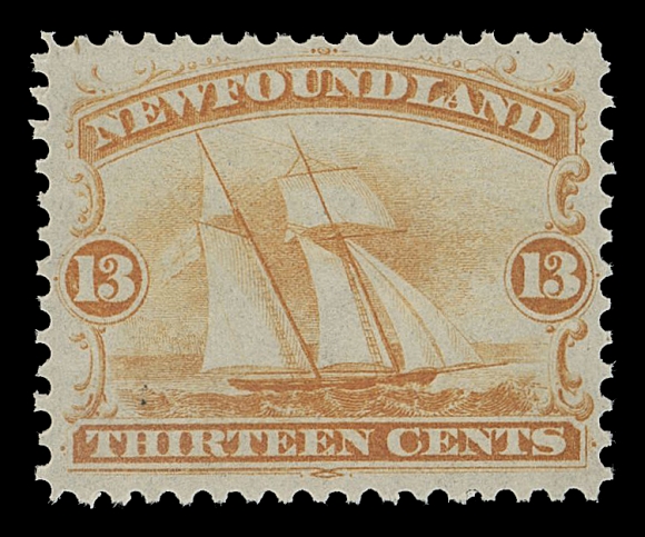 NEWFOUNDLAND -  2 CENTS  An unusually nice mint single, very well centered with post office fresh colour and remarkably full immaculate original gum, NEVER HINGED. A great stamp in all respects and most elusive in such quality, VF+ NH