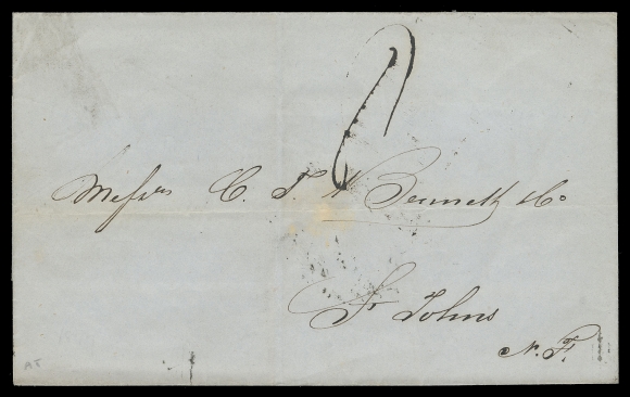 NOVA SCOTIA STAMPLESS COVERS  1847 (May 10) Clean folded cover to St. John