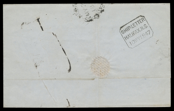 NOVA SCOTIA STAMPLESS COVERS  1847 (May 10) Clean folded cover to St. John