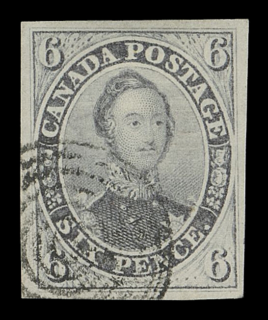 CANADA -  2 PENCE  5,A superb used example surrounded by large margins, exceptional colour and impression on pristine white paper, ideal light "face-free" concentric rings cancellation; expert backstamp (Dr. Fulpius). A great stamp in all respects, XF