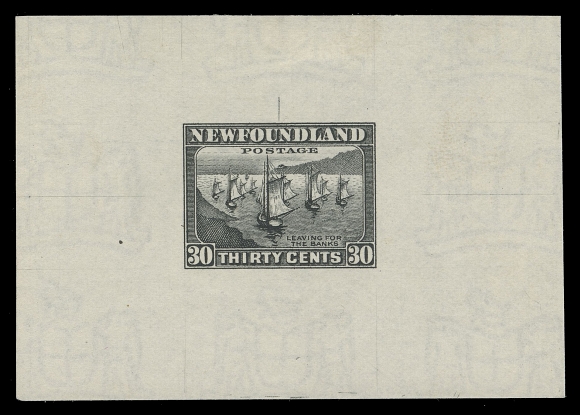 NEWFOUNDLAND -  5 1932-1938 RESOURCES  198,Trial Colour Large Die Proof printed in black on white wove watermarked paper 77 x 54mm, engraver