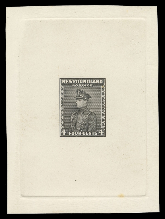 NEWFOUNDLAND -  5 1932-1938 RESOURCES  188,Trial Colour Die Proof in black, die sunk on large card 70 x 93mm with reverse albino die number "969" at top right; full die sinkage. A superb proof, XF
