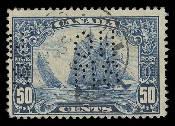 CANADA - 18 OFFICIALS  OA158,A scarce perforated official with Victoria BB SP 18 30 postmark, shows missing pin in "S" variety, Fine