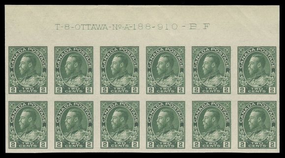 CANADA -  8 KING GEORGE V  137,A selected mint Plate 188 block of twelve, deep rich colour, difficult to find, VF+ NH
