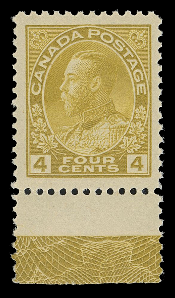 CANADA -  8 KING GEORGE V  110b,An appealing mint single, well centered with large margins showing a superb, full strength Type D inverted lathework, scarce, VF+ NH