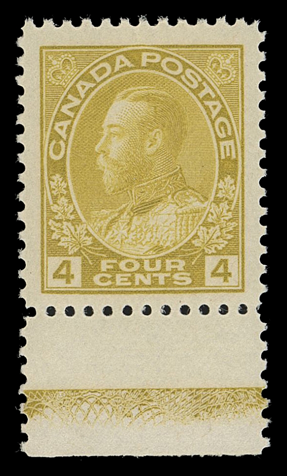 CANADA -  8 KING GEORGE V  110b,A large margined mint single with large margins, brilliant bright shade, showing Type D lathework (40% strength); a beautiful lathework stamp, VF NH JUMBO