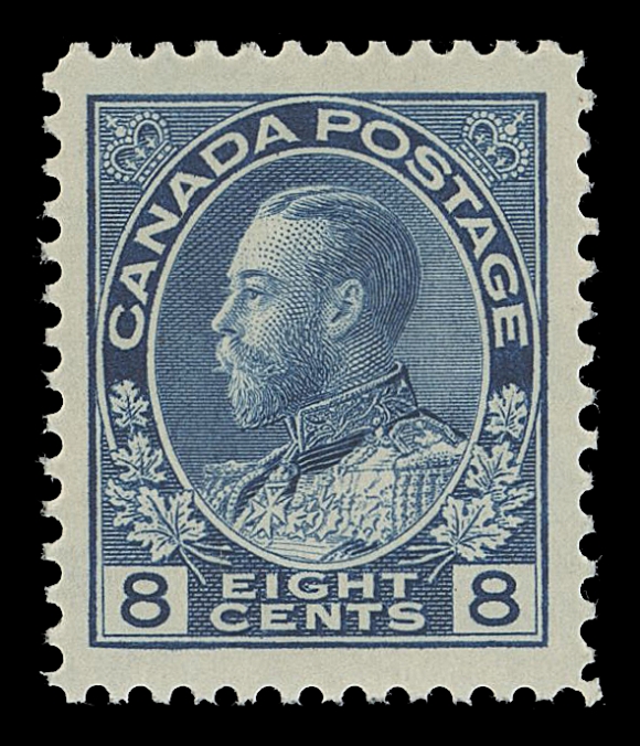 CANADA -  8 KING GEORGE V  115,A superb mint example, extremely well centered with large margins, brilliant fresh colour and full original gum, XF NH; 2009 Sergio Sismondo cert. (Graded XF-Superb 95)