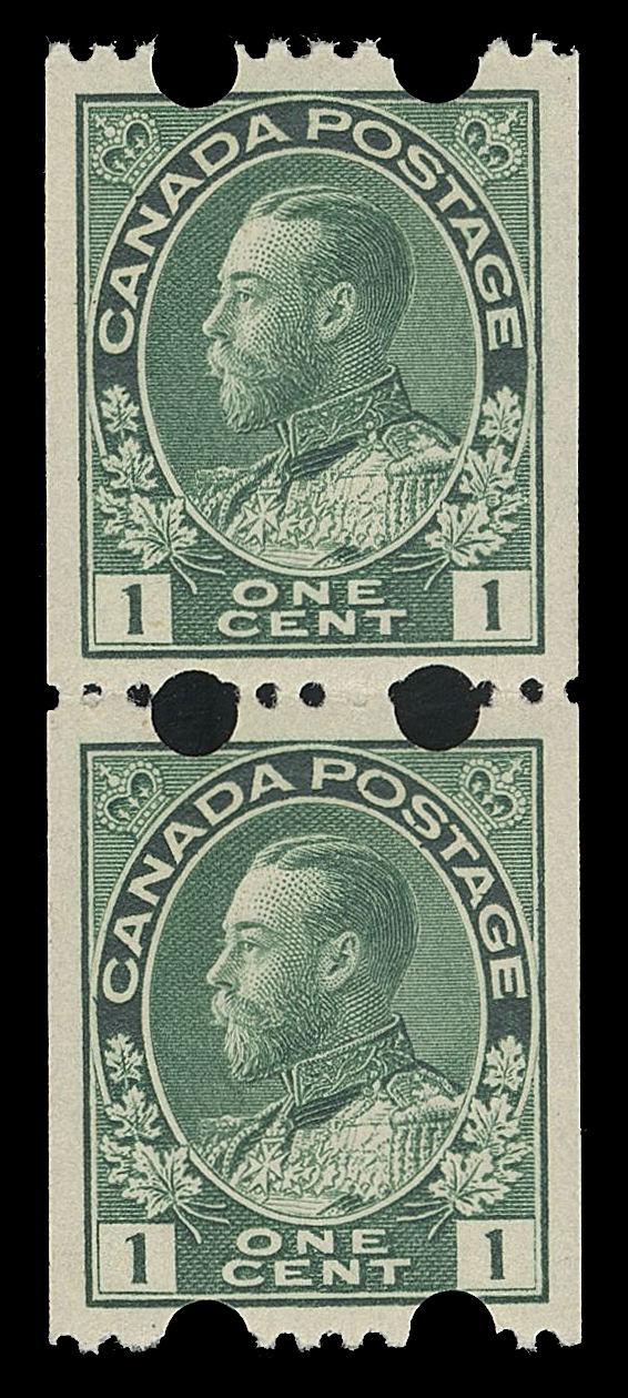 CANADA -  8 KING GEORGE V  131iv,Experimental Toronto coil pair, precisely centered and fresh, VF+ NH