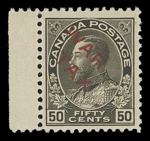 CANADA - 17 WAR TAX  MR2D,Post office fresh mint single of this challenging stamp, sheet margin at left, never hinged with nearly VF centering; 2014 Greene Foundation cert.