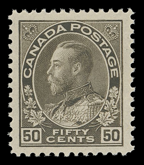 CANADA -  8 KING GEORGE V  120,A premium mint stamp, extremely well centered within large margins, post office fresh colour and full unblemished original gum; a great stamp in all respects, XF NH