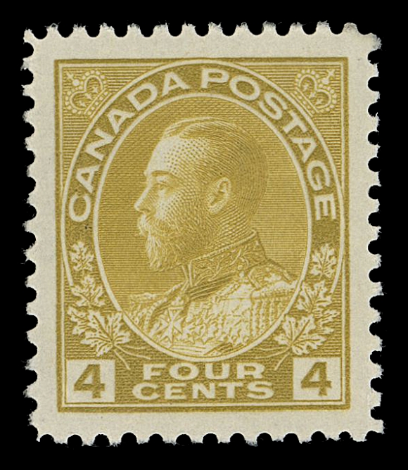 CANADA -  8 KING GEORGE V  110d,A precisely centered mint example with well-balanced large margins, deep rich colour, sharp impression and full unblemished original gum, XF NH