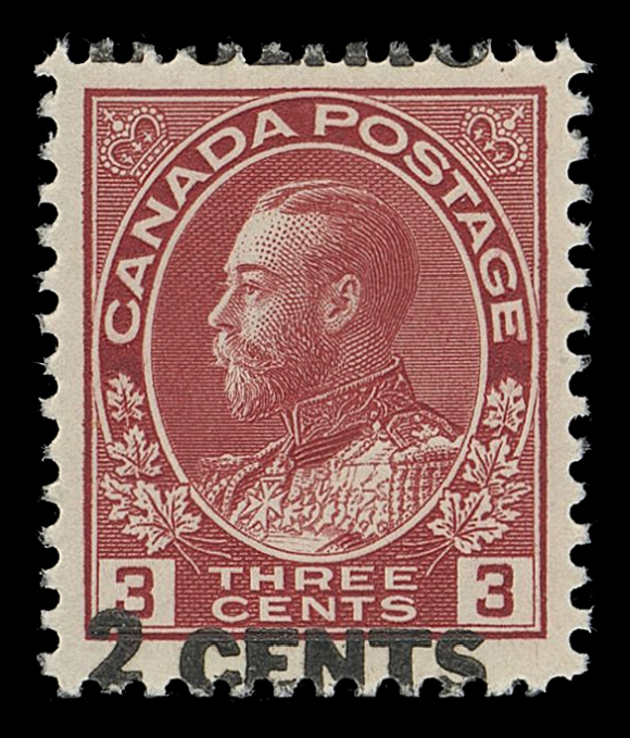 CANADA -  8 KING GEORGE V  139i,Four different positional shifts of the surcharge, two have "KB" (Kasimir Bileski) guarantee backstamps. A visually striking group, VF NH