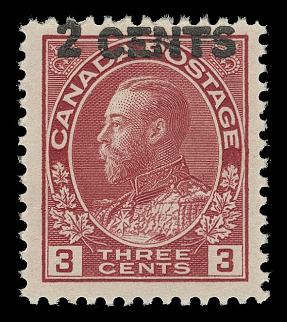 CANADA -  8 KING GEORGE V  139i,Four different positional shifts of the surcharge, two have "KB" (Kasimir Bileski) guarantee backstamps. A visually striking group, VF NH