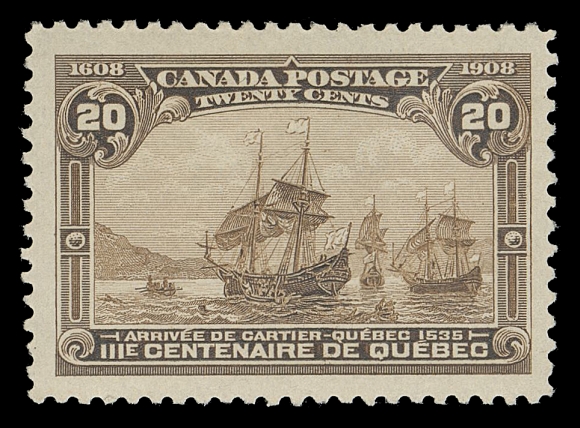 CANADA -  7 KING EDWARD VII  103,A superior mint example of this challenging stamp, very well  centered with balanced larger margins and intact perforations,  brilliant fresh colour and full original gum; XF NH; 2014 PSE  cert. (Graded VF-XF 85)