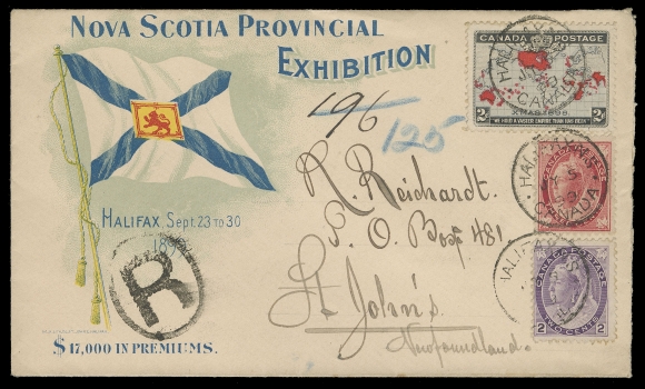 CANADA -  6 1897-1902 VICTORIAN ISSUES  1899 (July 5) Nova Scotia Provincial Exhibition illustrated advertising cover in pristine condition, sent by Hechler to St. John