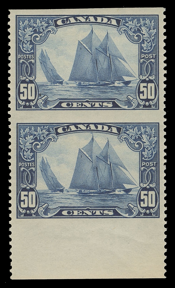 CANADA -  8 KING GEORGE V  158c,A mint vertical pair imperforate horizontally, very well centered with sheet margin at foot, VF+ LH