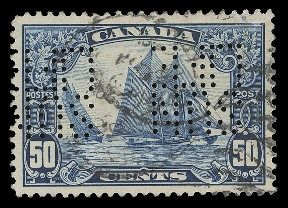 CANADA -  8 KING GEORGE V  158,An impressive group of sixteen private perfins from ten different companies, the other six with some different positions or types. Includes BT, SUN LIFE (3), M/CC, MW/A, CNR (2 plus a pair), CMS, CW/C, CXL, IHC (2), WHM and BT. Trivial flaws on a few but mainly sound. A very challenging group that would take years to assemble, F-VF