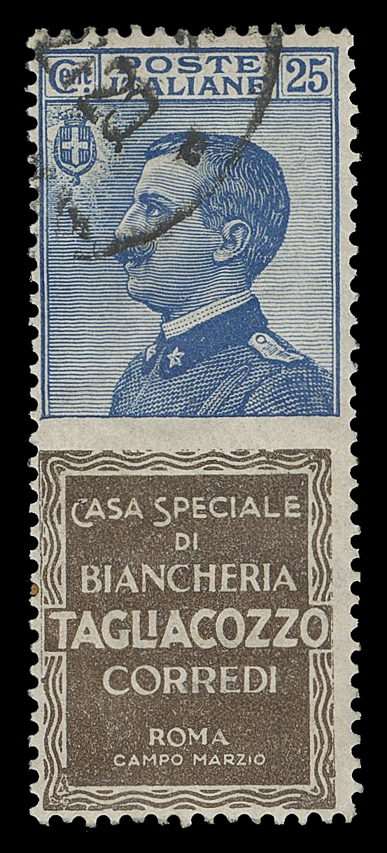 ITALY  96b/105j,Thirty-two mint and / or used stamps, a few duplicates (such as 50c + Tantal used pair), noting key items such as 25c + Piperno and 25c + Tagliacozzo used CDS, 1 lira + Columbia, used perfin, etc. A few flaws but generally F-VF (Scott 2022 US$5,850)